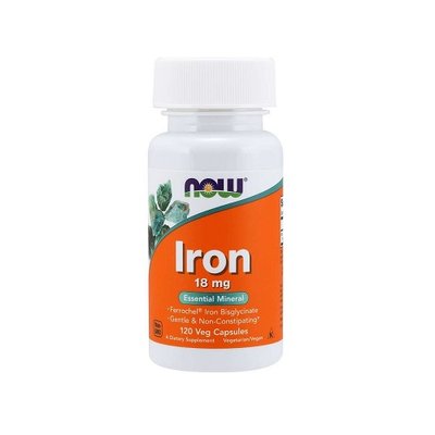 Залізо NOW Iron 18 mg Ferrochel, 120 капс. 123568 фото