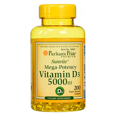 Витамин Д Puritan's Pride Vitamin D3 5000 IU, 200 капс. 124185 фото