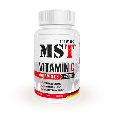 MST Vitamin C 500 +D3 + Zink, 100 капс. 122912 фото