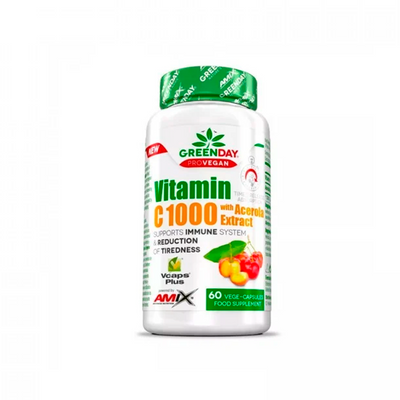 Вітамін С Amix GreenDay ProVEGAN Vitamin C 1000 mg with Acerola, 60 веганкапс 124457 фото