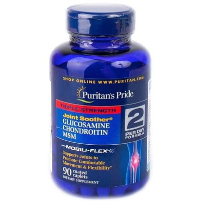 Добавка для суставов Puritan's Pride Glucosamine Chondroitin MSM Triple Strength, 90 таб. 121298 фото