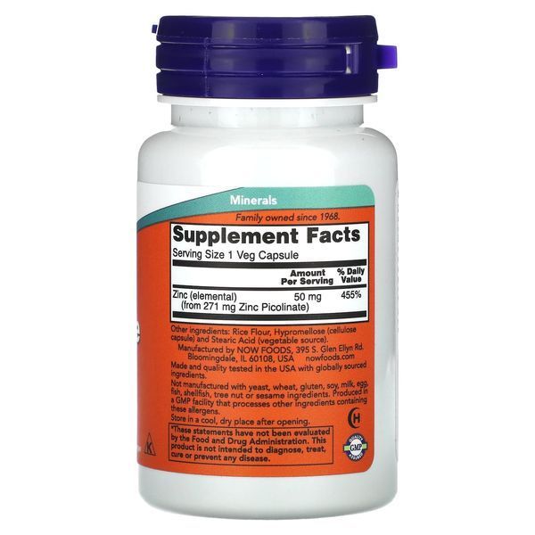 Цинк NOW Zinc Picolinate 50mg, 30 капс. 1224102 фото Цинк NOW Zinc Picolinate 50mg, 30 капс. 1224102 фото