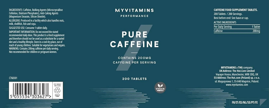 Кофеїн Myprotein Caffeine Pro 200 mg  200 табл. 12429518  фото