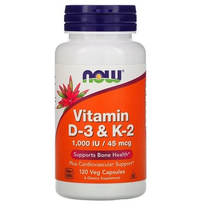 Вітамін Д NOW Vitamin D3 & K2 1000UI, 120 веган капс. 122595 фото