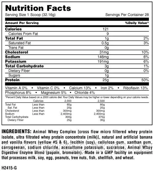 Протеїн сироватковий Universal Animal Whey, 907 г. 01374 фото