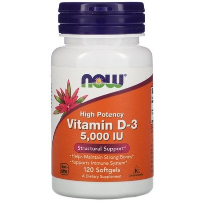 Вітамін Д NOW Vitamin D3 5000 UI, 120 софтгель 122596 фото