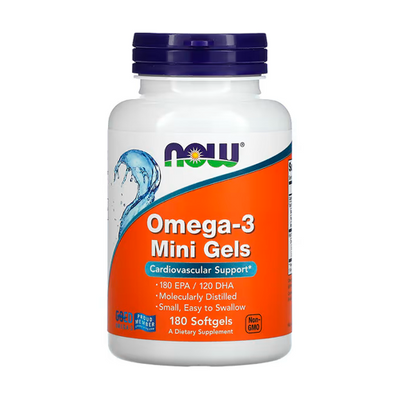 Омега NOW Omega-3 mini 500 mg, 180 капс. 124159 фото