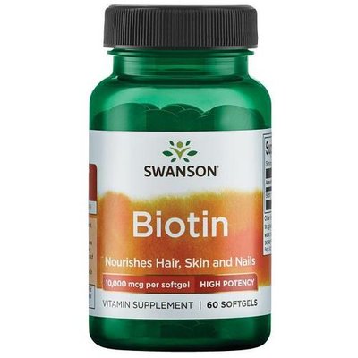 Swanson Biotin 10000mcg, 60 капс. 123169 фото