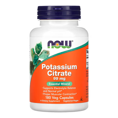 NOW Potassium Citrate, 180 капс. 124274 фото