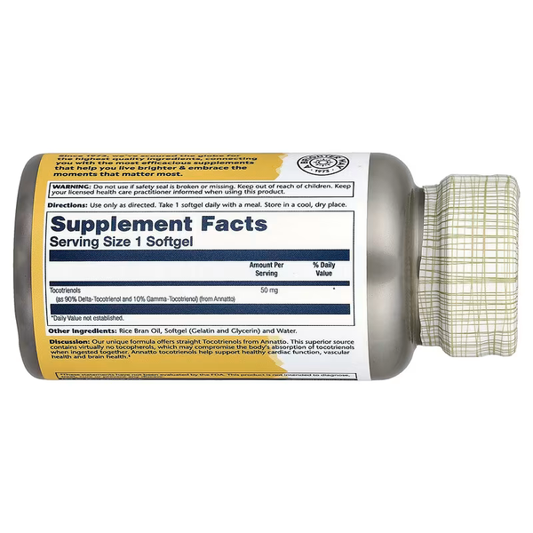 Вітамін Е Solaray Vitamin E Tocotrienols, Annatto 50mg 60 софтгель (строки до 10.26) 12429688 фото