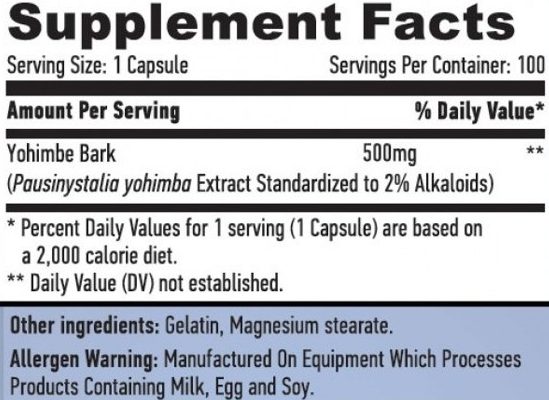 Йохімбін Haya Labs Yohimbe Bark 500mg, 100 капс. 1224227 фото