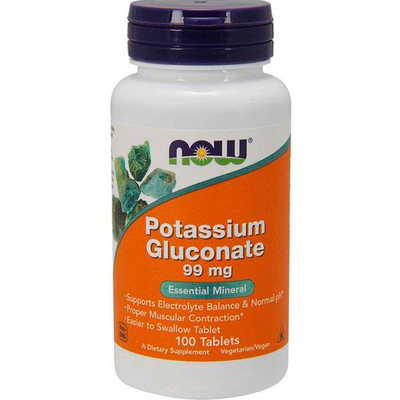 Калій NOW Potasium Gluconate 99 mg, 100 табл. 124560 фото
