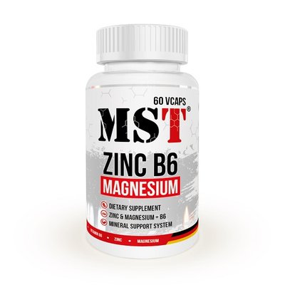 Добавка MST Zinc + Magnesium + B6, 60 капс. 122913 фото