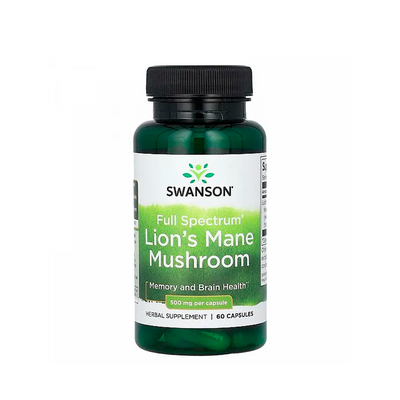 Добавка Swanson Full Spectrum Lion's Mane Mushroom 500 mg, 60 капс. 124607 фото