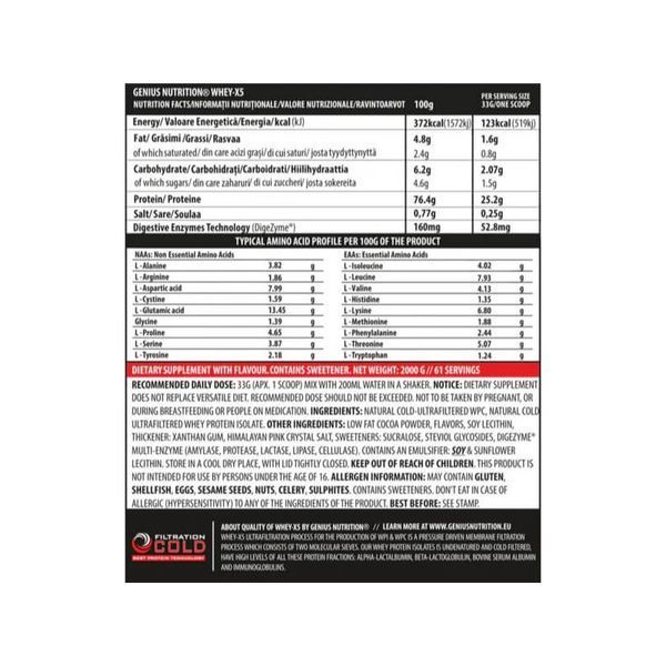 Протеїн сироватковий Genius Nutrition Whey-X5, 2000 г. 04800 фото