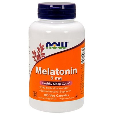 NOW Melatonin 5 mg, 180 капс. 122586 фото