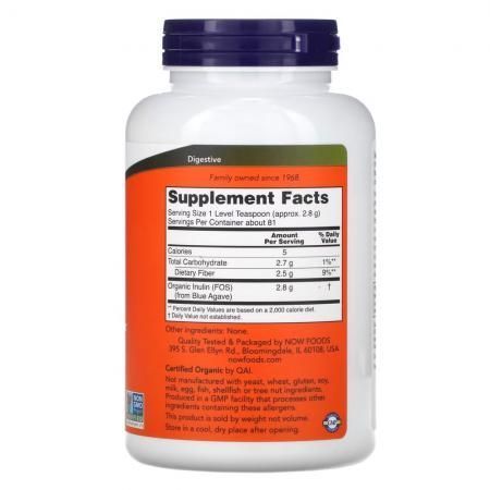 Добавка NOW Inulin powder, 227 гр. 122087 фото