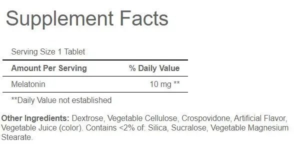 Мелатонін Puritan`s Pride Quick Dissolve Melatonin 10mg, 90 таб. 122179 фото