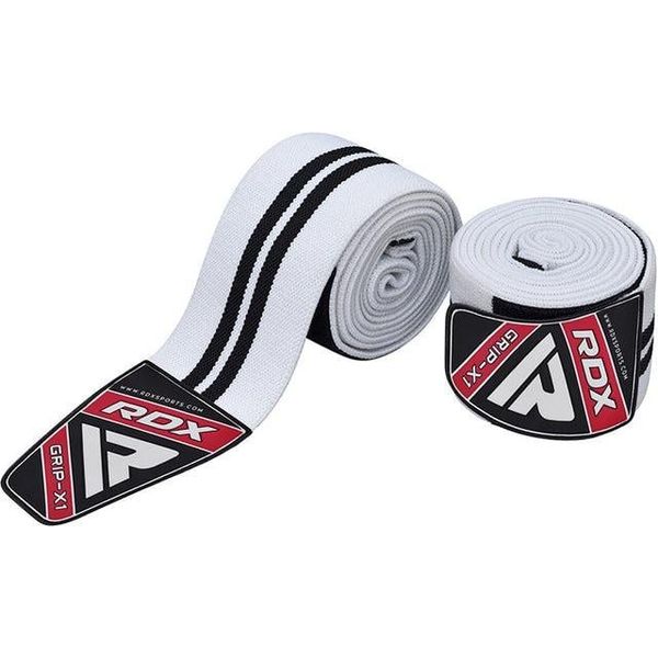 Бинти на коліна RDX K1 GYM Knee Wraps Full (Чорний/Білий) 124600 фото