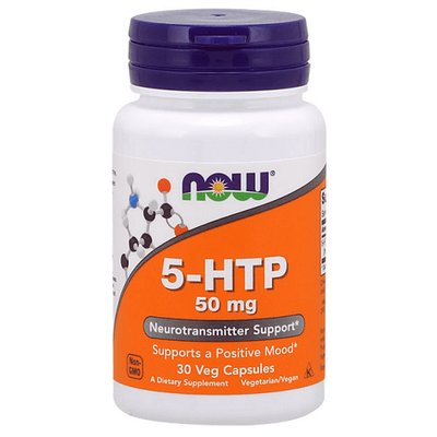Добавка NOW 5-HTP 50 mg, 30 капс. 121727 фото