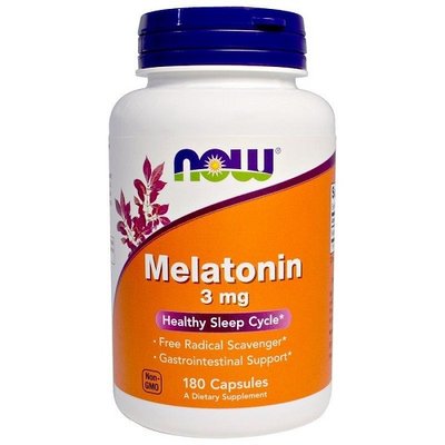 NOW Melatonin 3 mg, 180 капс. 122585 фото