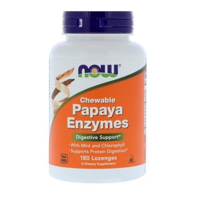 Ензими NOW Papaya Enzymes, 180 таб. 122388 фото