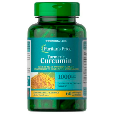 Куркумін Puritan's Pride Turmeric Curcumin 1000 mg with Bioperine 5 mg, 60 капс. 124078 фото