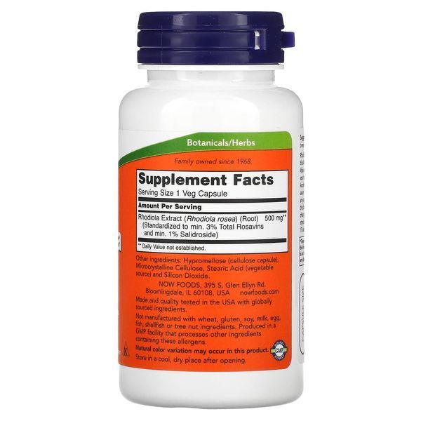 Родіола рожева NOW RHODIOLA 500 mg Extract 3%, 60 веганкапс 124533 фото
