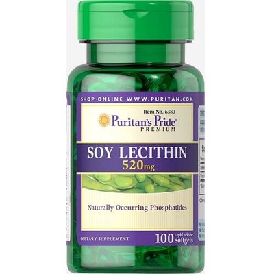 Лецитин Puritan`s Pride Soy Lecithin 520 mg, 100 софтгель. 121656 фото