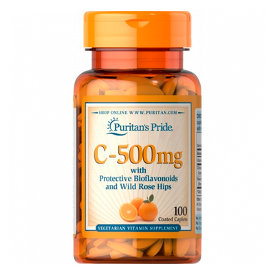 Магній Puritan's Pride Vitamin C-500 mg with Bioflavonoids and Rose Hips Time Release, 100 капл. 124210 фото