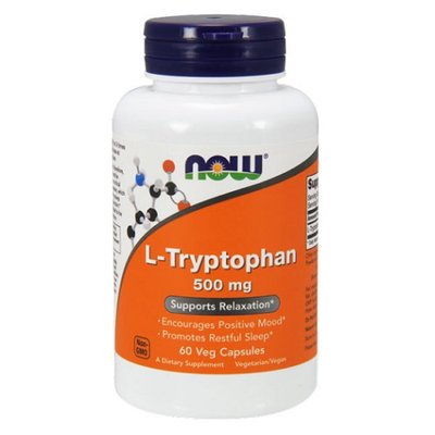 Мелатонін NOW L-Tryptophan 500 mg, 60 капс. 122516 фото