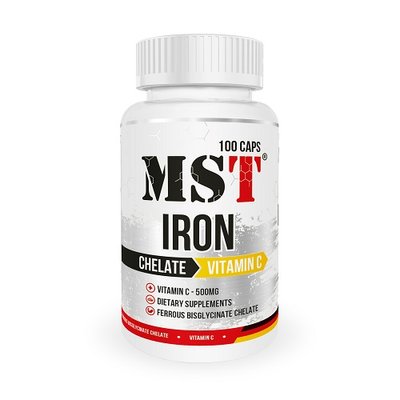Железо MST Iron Chelate + Vitamin C 500, 100 капс. 123613 фото