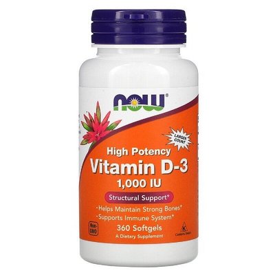 Вітамін Д NOW Vitamin D3 1000UI, 360 капс. 122728 фото
