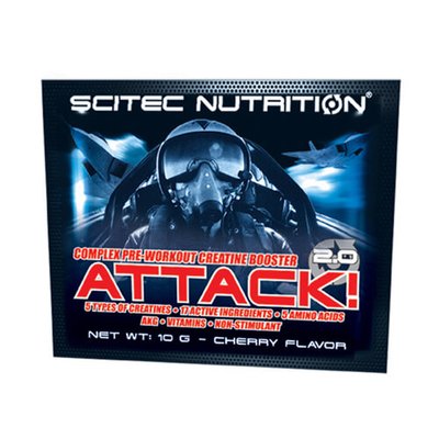 Пробник Scitec Nutrition Attack 2.0, 10 г. (Вишня) 02698 фото