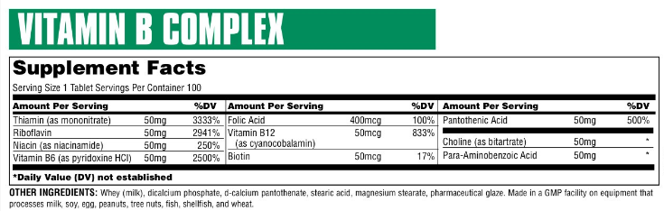 Вітамін В Universal Vitamin B-complex, 100 таб. 121587 фото