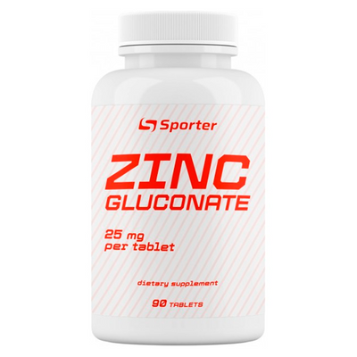 Цинк Sporter Zinc Gluconate 25 mg, 90 табл. 124130 фото