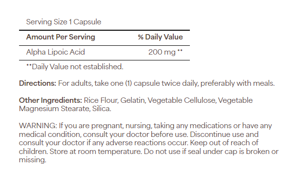 Альфа-ліпоєва кислота Puritan's Pride Alpha Lipoic Acid 200 mg, 100 капс. 122335 фото