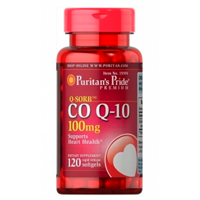 Коензим Puritan`s Pride Q-SORB Q10 100 mg, 120 капс. 124011 фото