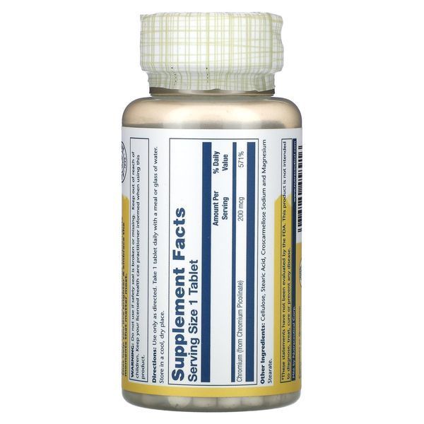 Хром Solaray Chromium Picolinate 200mcg - 100 капс. 1224238 фото