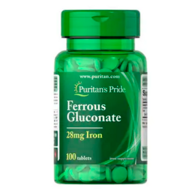 Залізо Puritan's Pride Ferrous Gluconate (28 mg Iron ), 100 табл. 124010 фото