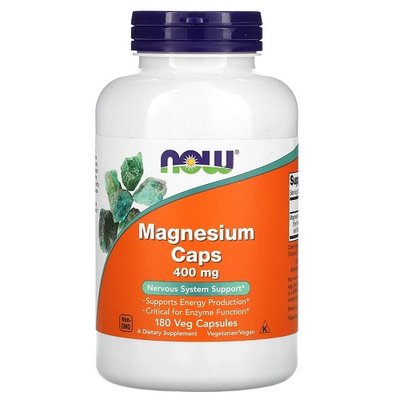 NOW Magnesium 400 mg, 180 капс. 122721 фото