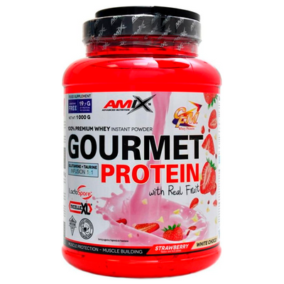 Протеїн сироватковий Amix Gourmet Protein, 1000 г. (Полуниця - білий шоколад) 05404 фото