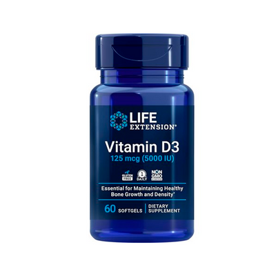 Витамин Д Life Extension Vitamin D3, 125 mcg (5000 IU), 60 капс. 124484 фото