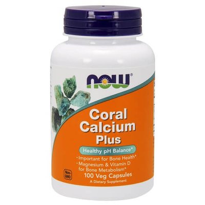 Кальцій NOW Coral Calcium Plus Mag, D - 100 капс. 121744 фото