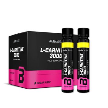 Карнітин BiotechUSA L-Carnitine ampule 3000, 25 мл. х 20 шт (блок) 124551 фото