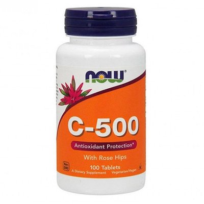 NOW Vitamin C 500 with Rose hips, 100 таб. 122082 фото