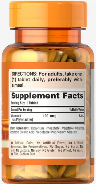 Вітамін К Puritan's Pride Vitamin K-2 (MenaQ7) 100mg, 30 софт гель. 1224184 фото