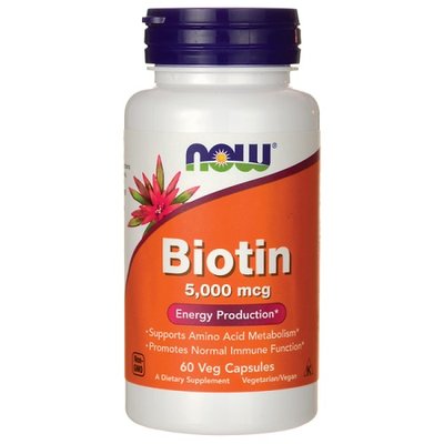 NOW Biotin 5000, 60 капс. 122014 фото