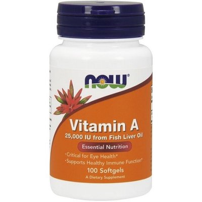 Витамин А NOW Vitamin A 25000, 100 капс. 122015 фото