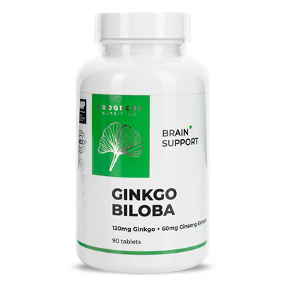 Гінкго білоба Progress Nutrition Ginkgo biloba 120 mg + Ginseng Extracts 60 mg, 90 таб. 124286 фото